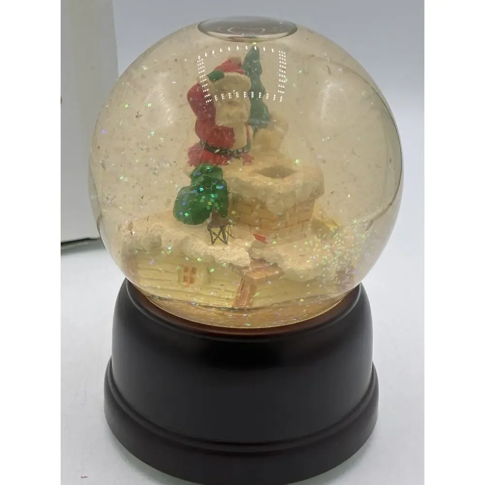 Vintage Santa Chimney Musical Snow Globe Motion Plastic Base